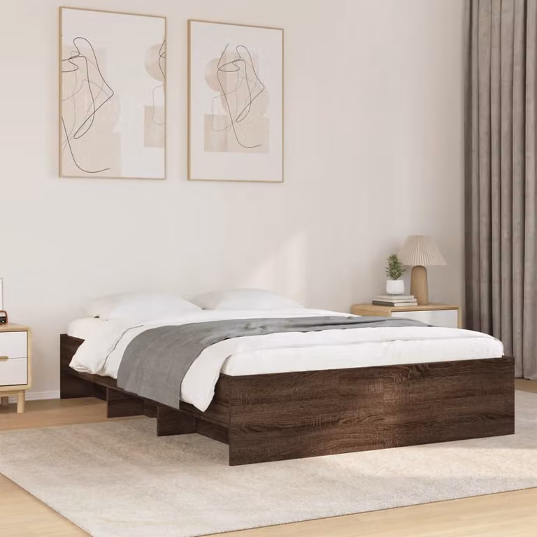 vidaXL Giroletto in Legno Multistrato Rovere Marrone L: 138 cm, P: 193 cm, H: 35 cm