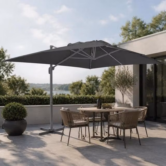 Cantilever Parasol With Aluminum Mast 400 X 300 Cm Anthracite