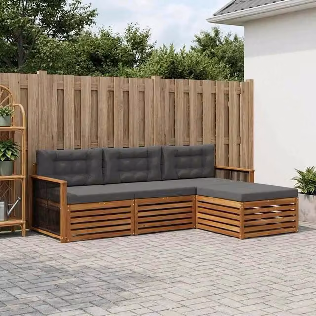 Set di divani da esterno 4 pz Naturale e Antracite 3383205