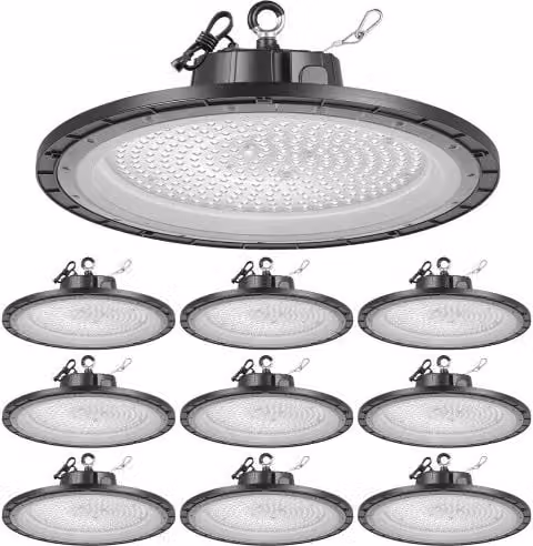 VEVOR Lampada LED UFO per Capannone e Garage, Faretto Industriale da 200W, 30000LM, Luce Bianca Fredda 5000K, Impermeabile IP65, Colore Nero