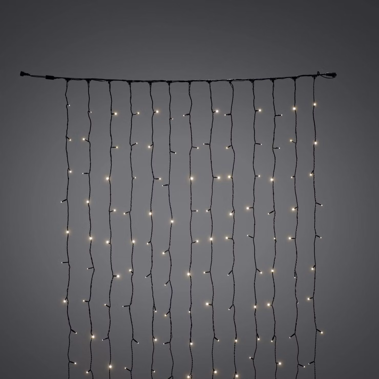 Tenda luminosa a LED, 208 diodi bianco caldo, grado di protezione IP44, colore nero, dimensioni 200x100 cm
