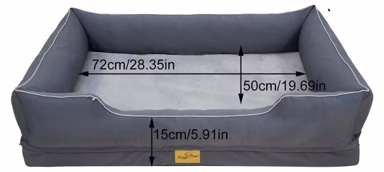 Cuccia per cani, supporto ortopedico, rivestimento impermeabile, colore grigio