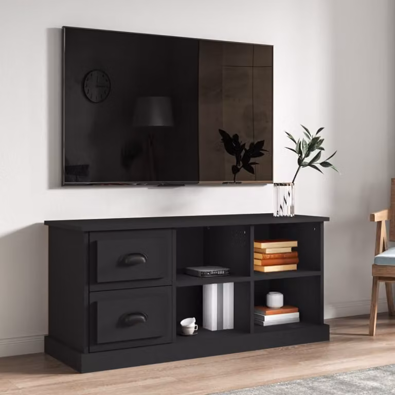 vidaXL Mobile Porta TV Nero in Legno Multistrato L: 102 cm, P: 35,5 cm, H: 47,5 cm