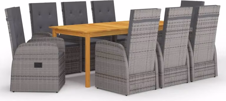 Maison Exclusive - Set da pranzo da giardino da 9 pezzi, grigio