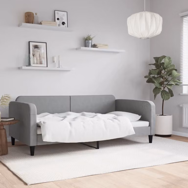 Letto da giorno vidaXL in tessuto grigio moderno L 100 x P 200 cm