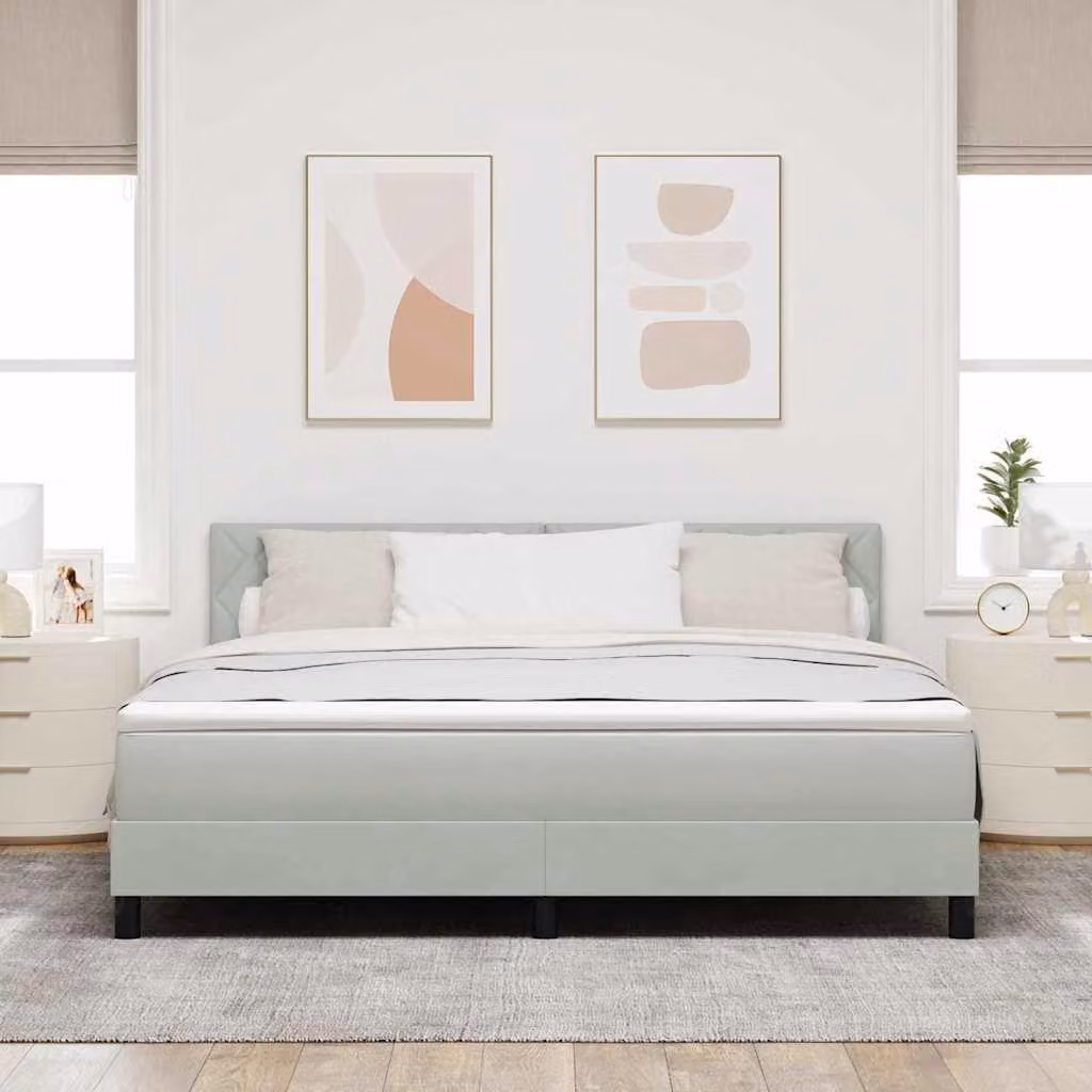 Maison Exclusive - Letto boxspring a LED con testiera grigio chiaro 180 x 200 cm in velluto