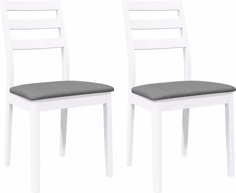 Sedie da Pranzo con Cuscini 2 pz Bianco Legno Massello di Hevea