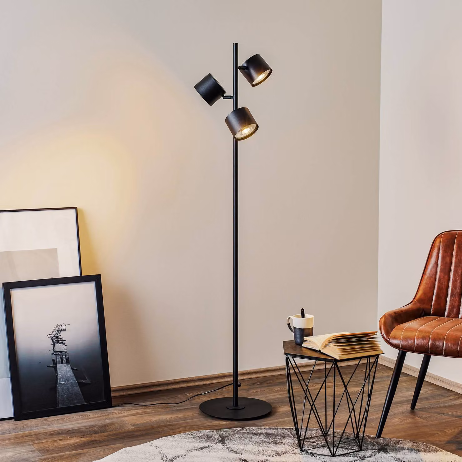 Lampada da terra 1047 ALDEX, Nero, Soggiorno / Sala da pranzo, Metallo, Moderno, Lampada da terra