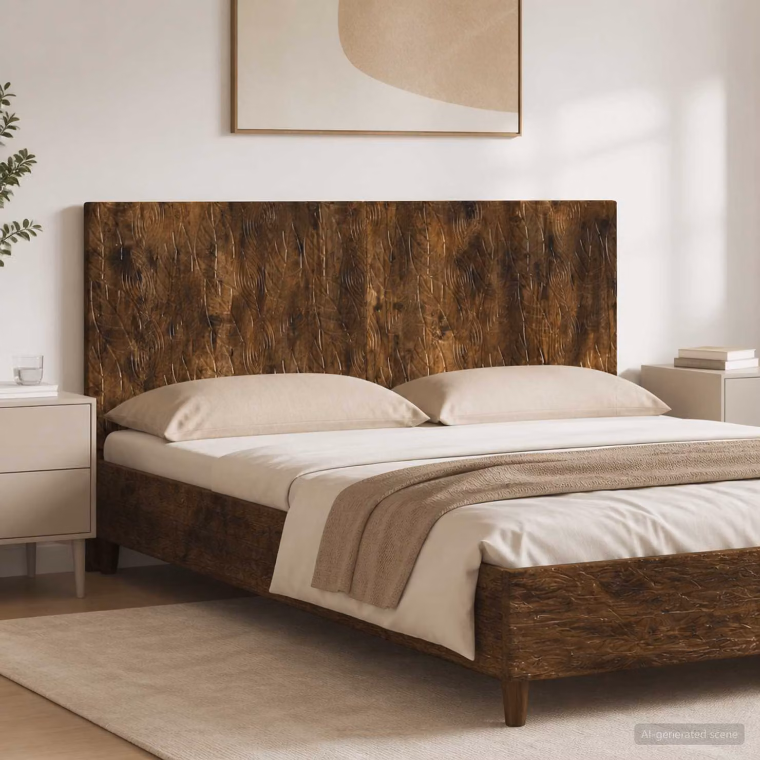 Testiera da muro vidaXL DELFT in legno ingegnerizzato Rovere Fumo con ripiano integrato, marrone, L: 140 cm, H: 50 cm, P: 3 cm