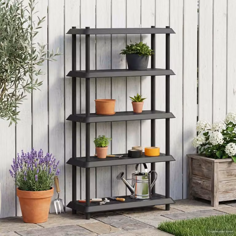 Unità di scaffalatura vidaXL a 5 livelli in plastica, colore antracite, L 100 cm x P 40 cm x H 177 cm
