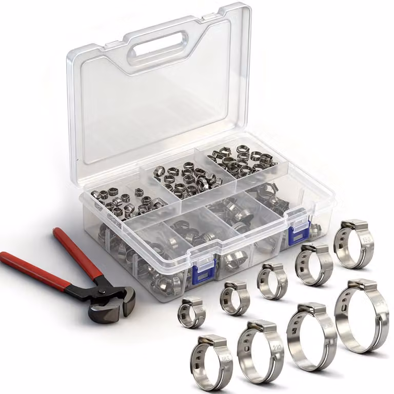 Morsetti per tubi in acciaio inossidabile 304, 9 diverse dimensioni (da 6 a 25,6 mm), confezione da 180 pezzi