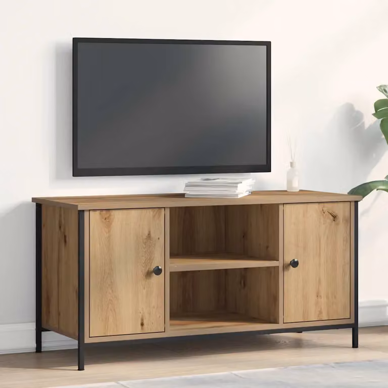 Mobile TV vidaXL moderno in legno e metallo marrone L 100 cm x P 40 cm x H 50 cm