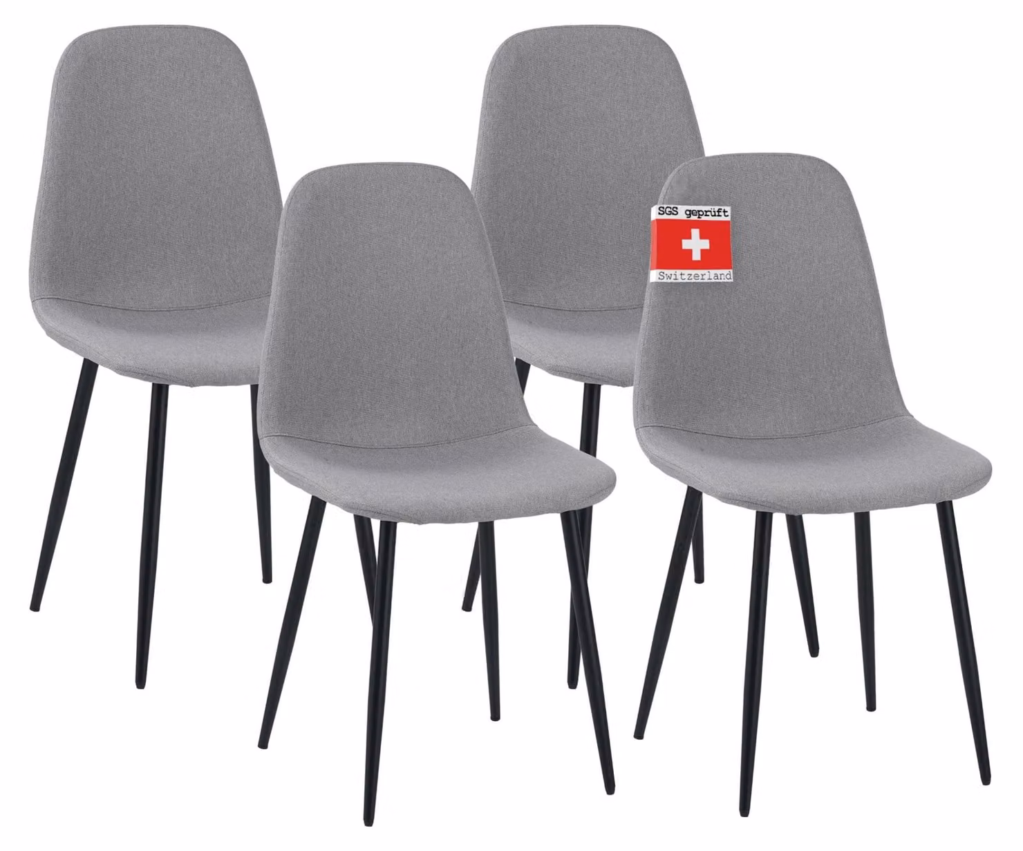 Sedia da pranzo Albatros BARI con rivestimento in tessuto, set di 4 sedie grigie, design vintage elegante, portata 110Kg, sedia imbottita - sedia da cucina moderna