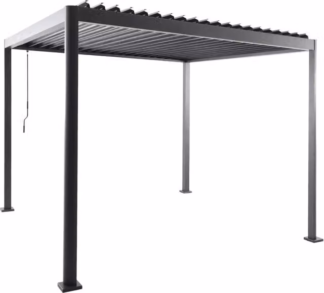 Pergola bioclimatica Sweeek in alluminio color antracite L: 300 cm x P: 300 cm x H: 240 cm