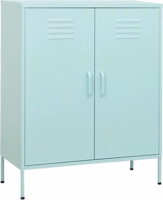 Mobile contenitore moderno da parete HELLOSHOP26 in metallo verde opaco L: 80 cm, P: 35 cm, H: 101,5 cm
