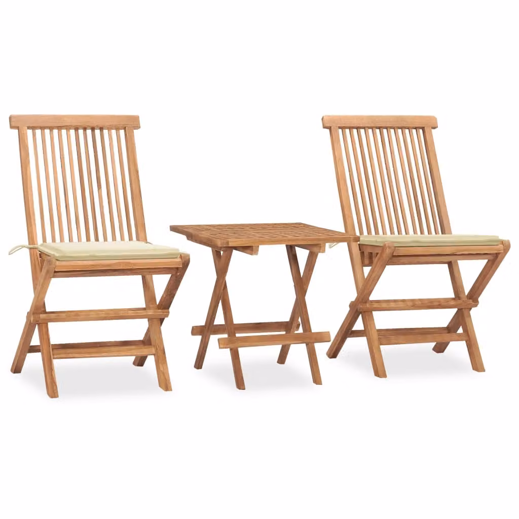 Maison Exclusive - Set da pranzo da giardino 3 pezzi con cuscini Pieghevole Legno massello di teak