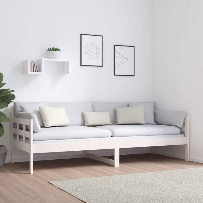 The Living Store Letto da giorno in pino massiccio bianco 80x200 cm