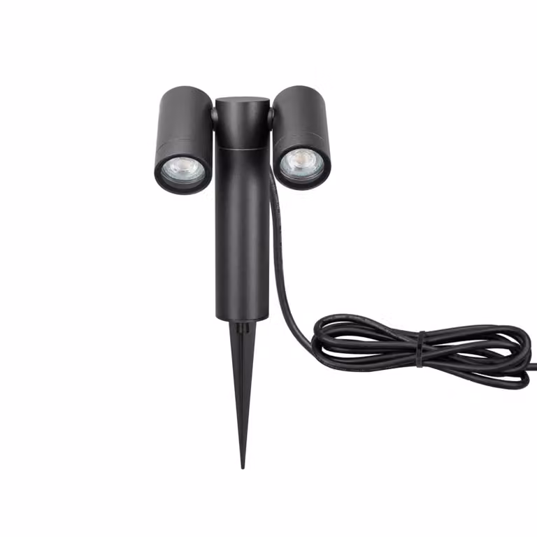 CMD Faretto con picchetto 9089, antracite, lunghezza 17 cm, IP65, a 2 luci 9089, Nero, Alluminio, Moderno