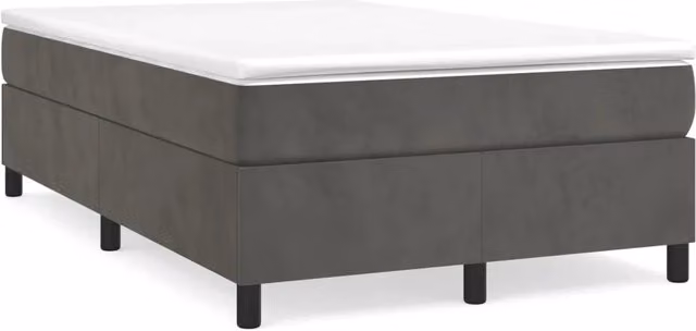Letto matrimoniale moderno rivestito in velluto grigio con struttura imbottita L/P/H: 120 x 200 x 35 cm – 1