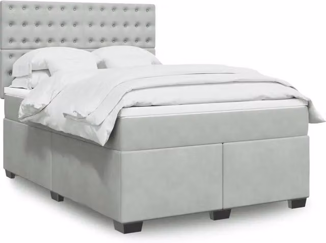 Letto a molle con materasso vidaXL in velluto grigio e bianco L/P/H: 140 x 190 cm
