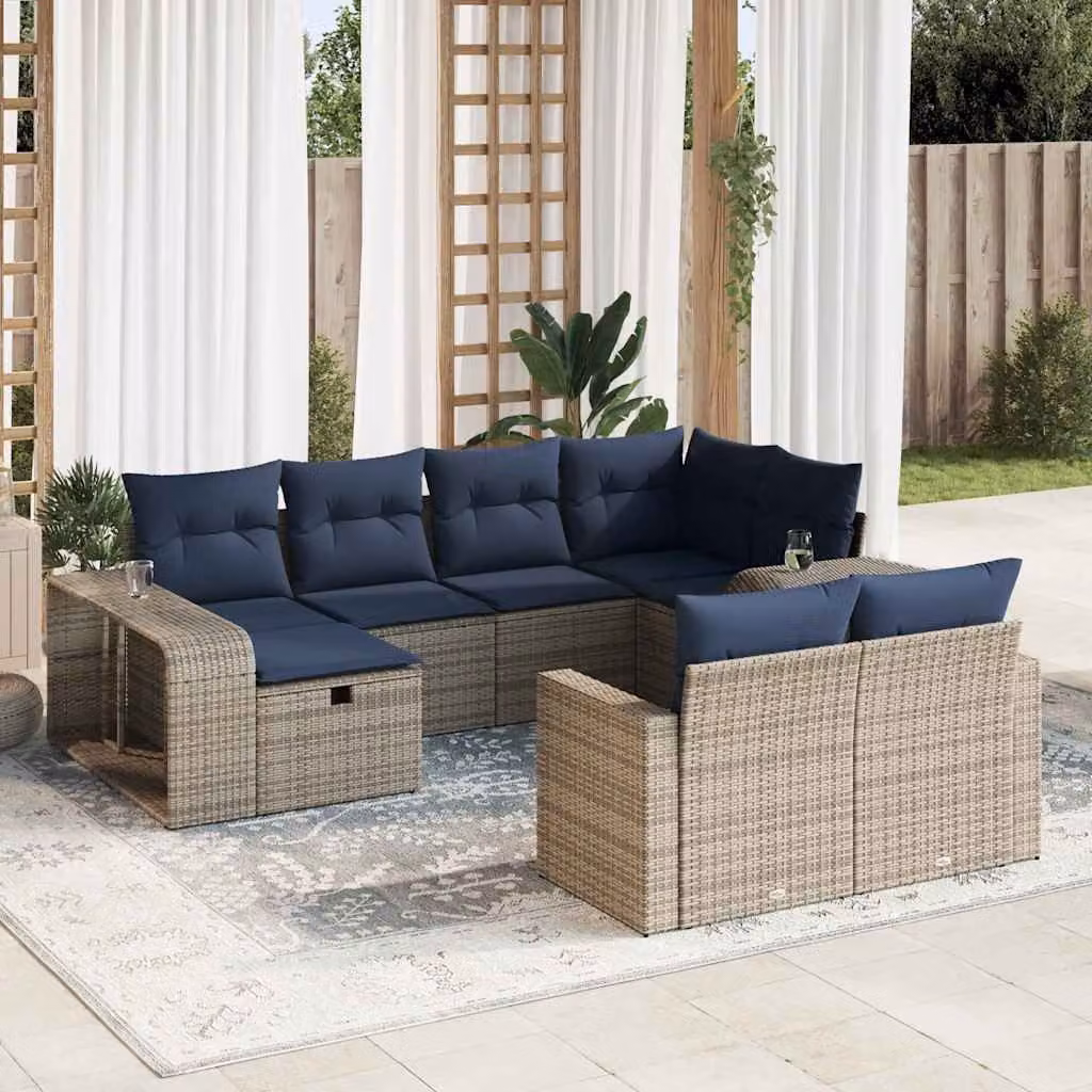 Maison Exclusive - Set Divano da Giardino 10 pz con Cuscini Grigio in Polyrattan