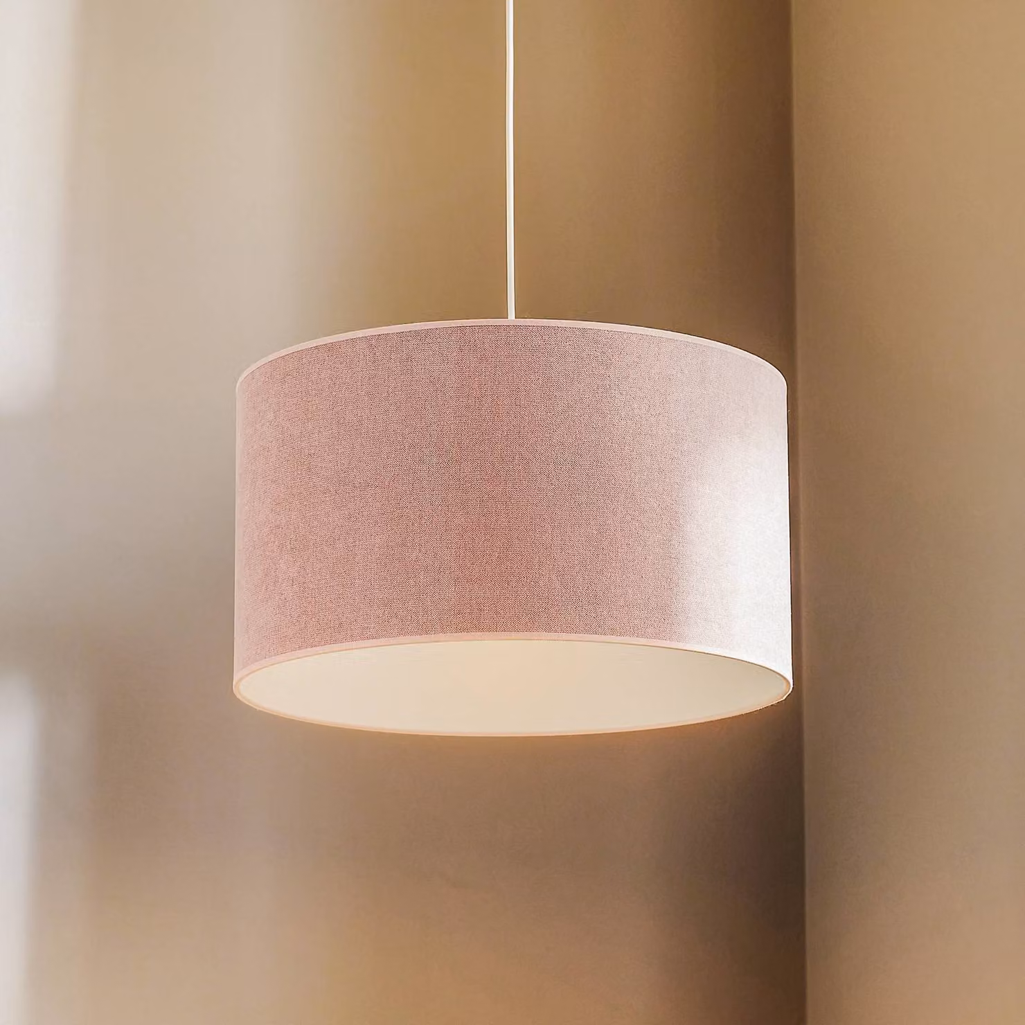 Lampada a sospensione Pastell Roller Duolla, dimmerabile, Violetto / Fucsia / Rosa, Soggiorno / Sala da pranzo, Tessuto / Stoffa / Seta, Giovanile, Lampada a sospensione