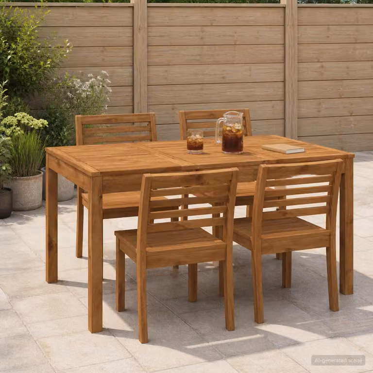 vidaXL Tavolo da giardino rettangolare in legno di acacia marrone L: 141 cm, P: 80,5 cm, H: 75 cm