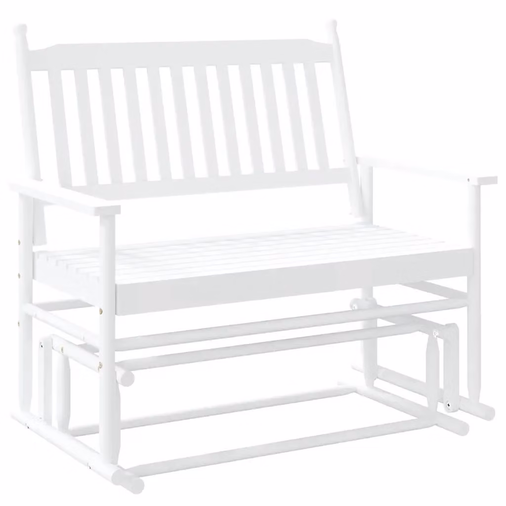 Panca a Dondolo vidaXL in Legno di Pioppo Verniciato Bianca L/P/H: 118 x 70 x 104,5 cm – 2