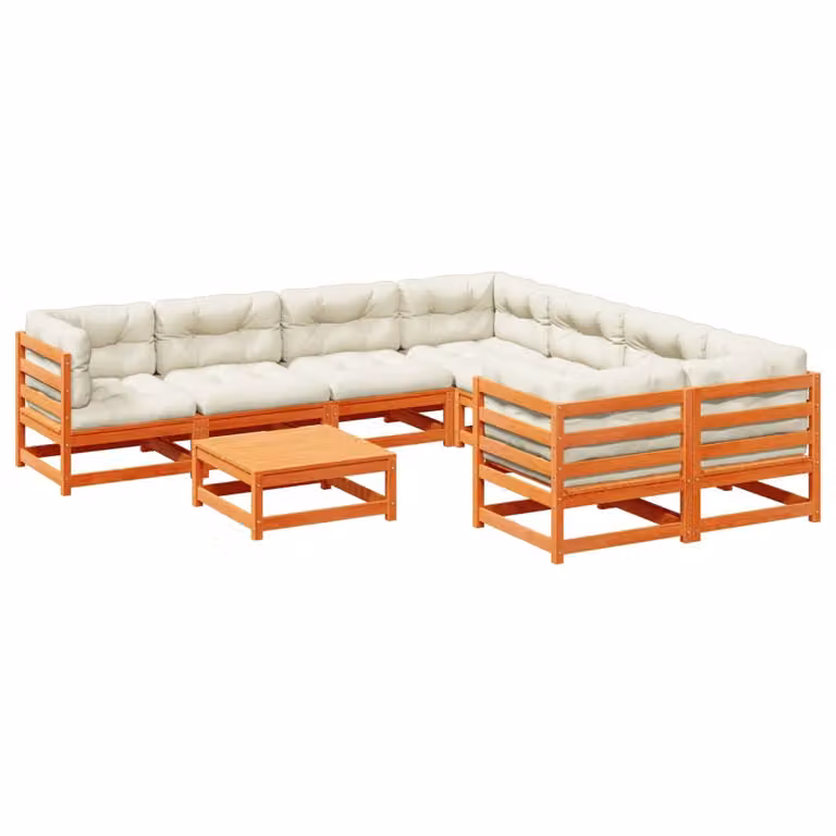 Maison Exclusive - Set Divani Giardino 9 pz con Cuscini Marrone Cera Massello Pino
