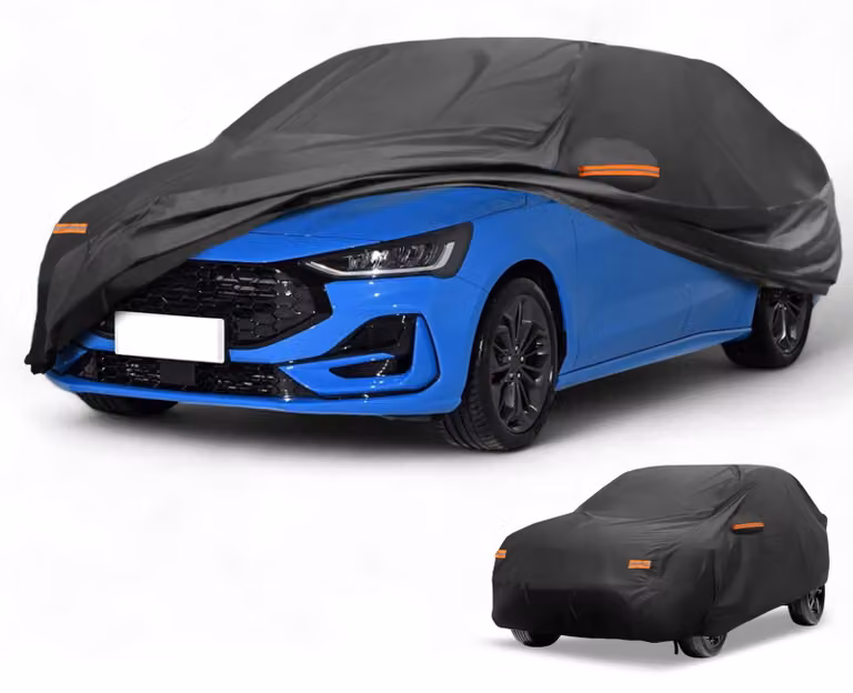 Copertura impermeabile per auto - Protezione esterna resistente ai raggi UV, in tessuto 190T-PU, colore nero, con cerniera