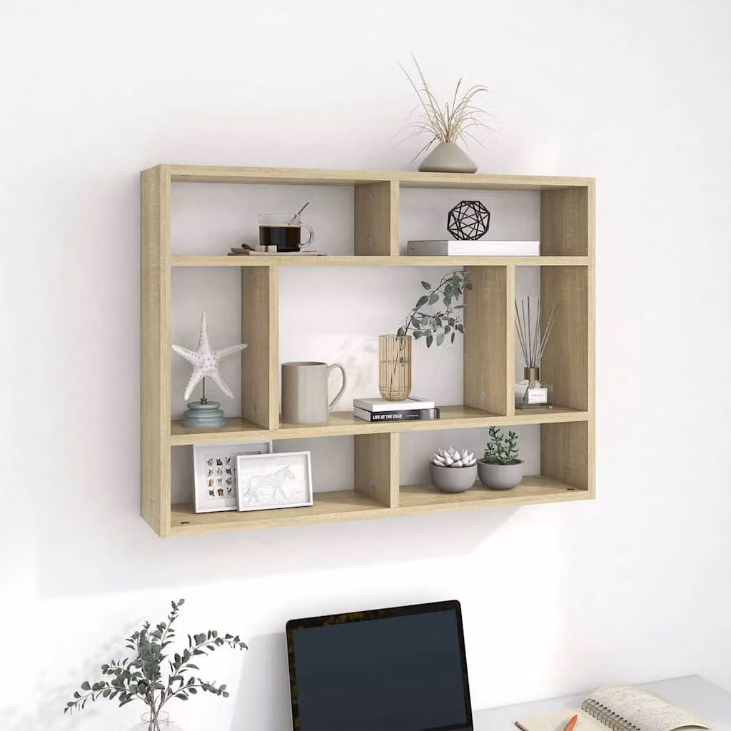 Scaffale a Parete Moderno vidaXL in Legno Multistrato e MDF, Colore Marrone, L 75 cm x P 16 cm x H 55 cm