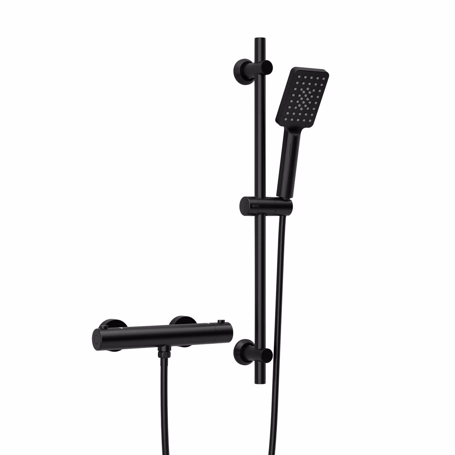 JOHO Miscelatore termostatico per doccia con set di saliscendi,miscelatore termostatico+set di saliscendi in acciaio inox da con doccetta,DS1208 nero