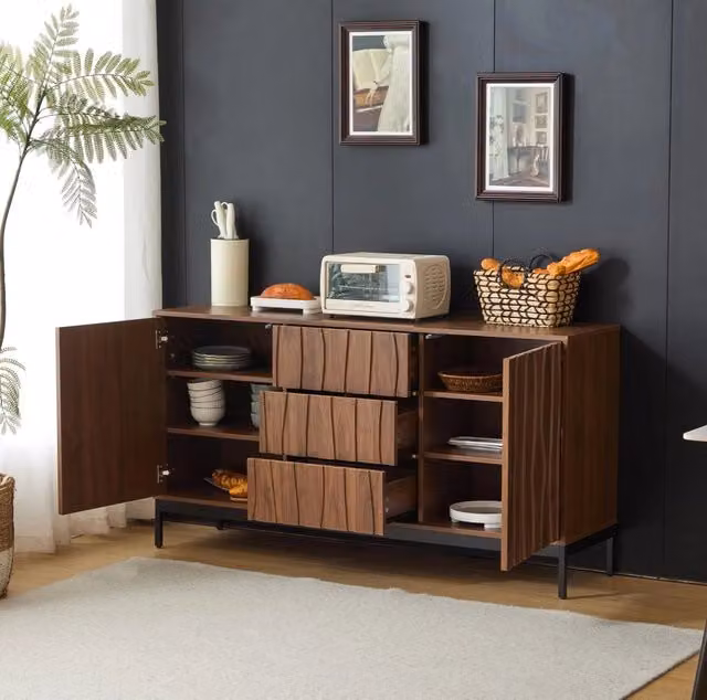 Credenza 150 cm con 2 ripiani regolabili; MDF e pannello truciolare