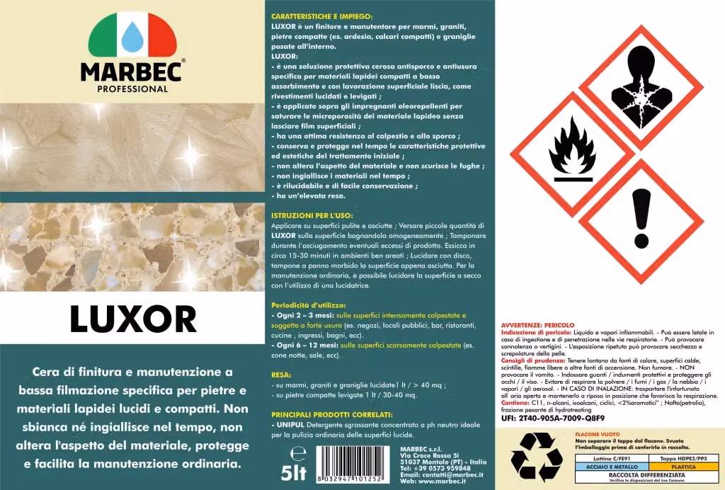 Cera per pavimenti Marbec LUXOR 5 l – 2