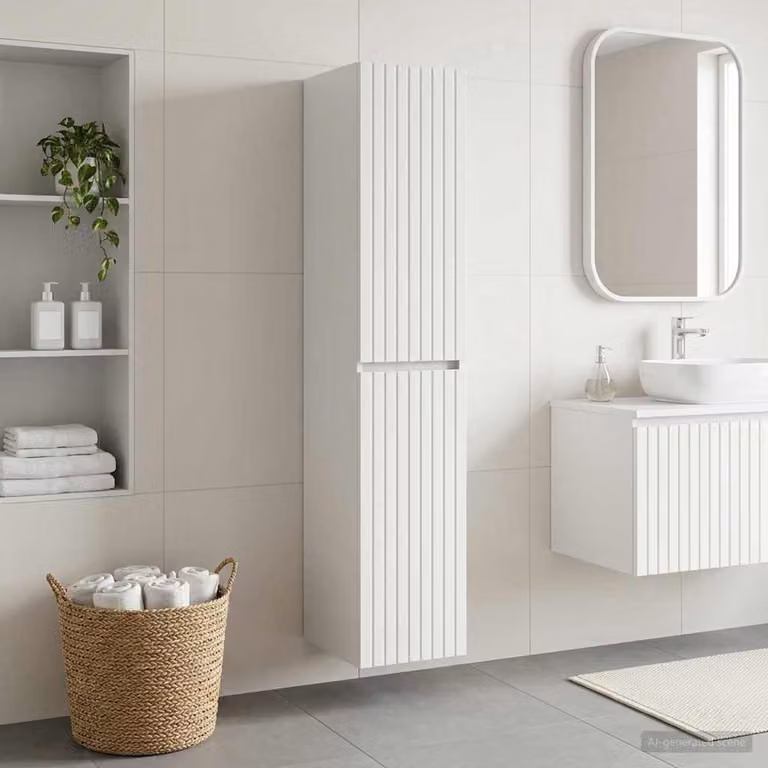 Mobiletto da bagno a muro vidaXL moderno in MDF bianco con ante a battente e ripiani interni L/P/H: 33 x 34,5 x 160 cm