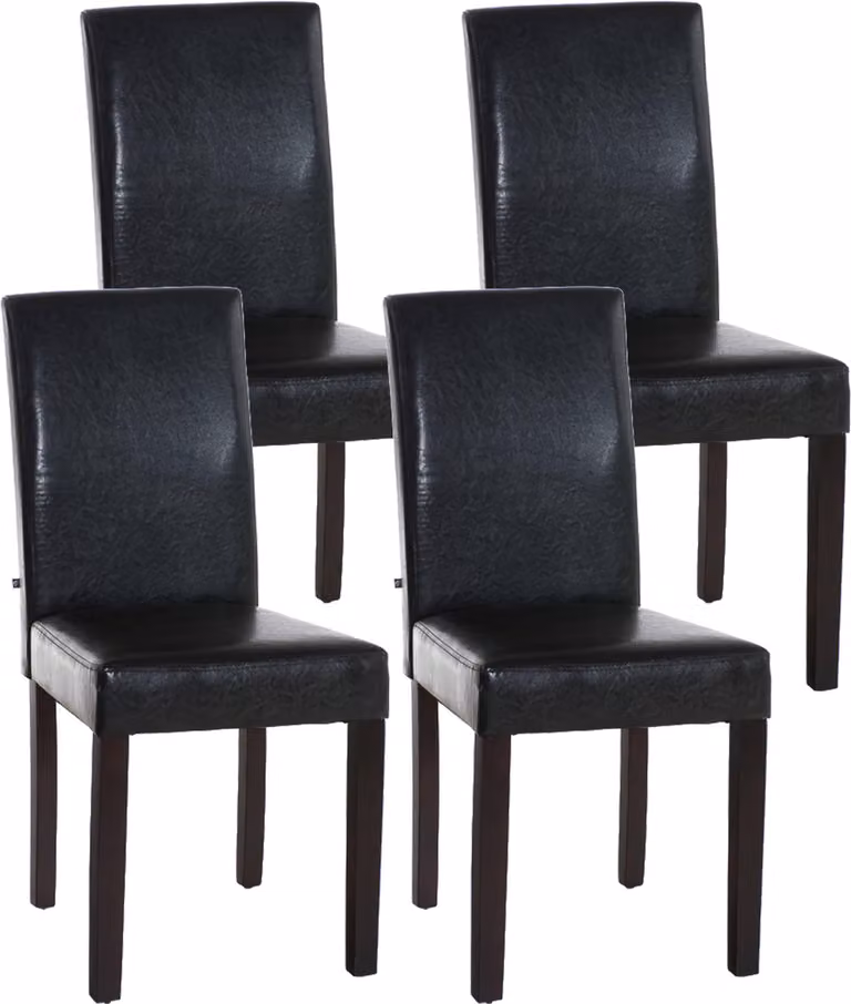 Set di 4 sedie da pranzo CLP Ina in Pelle finta con struttura in legno marrone; colore della struttura: marrone scuro