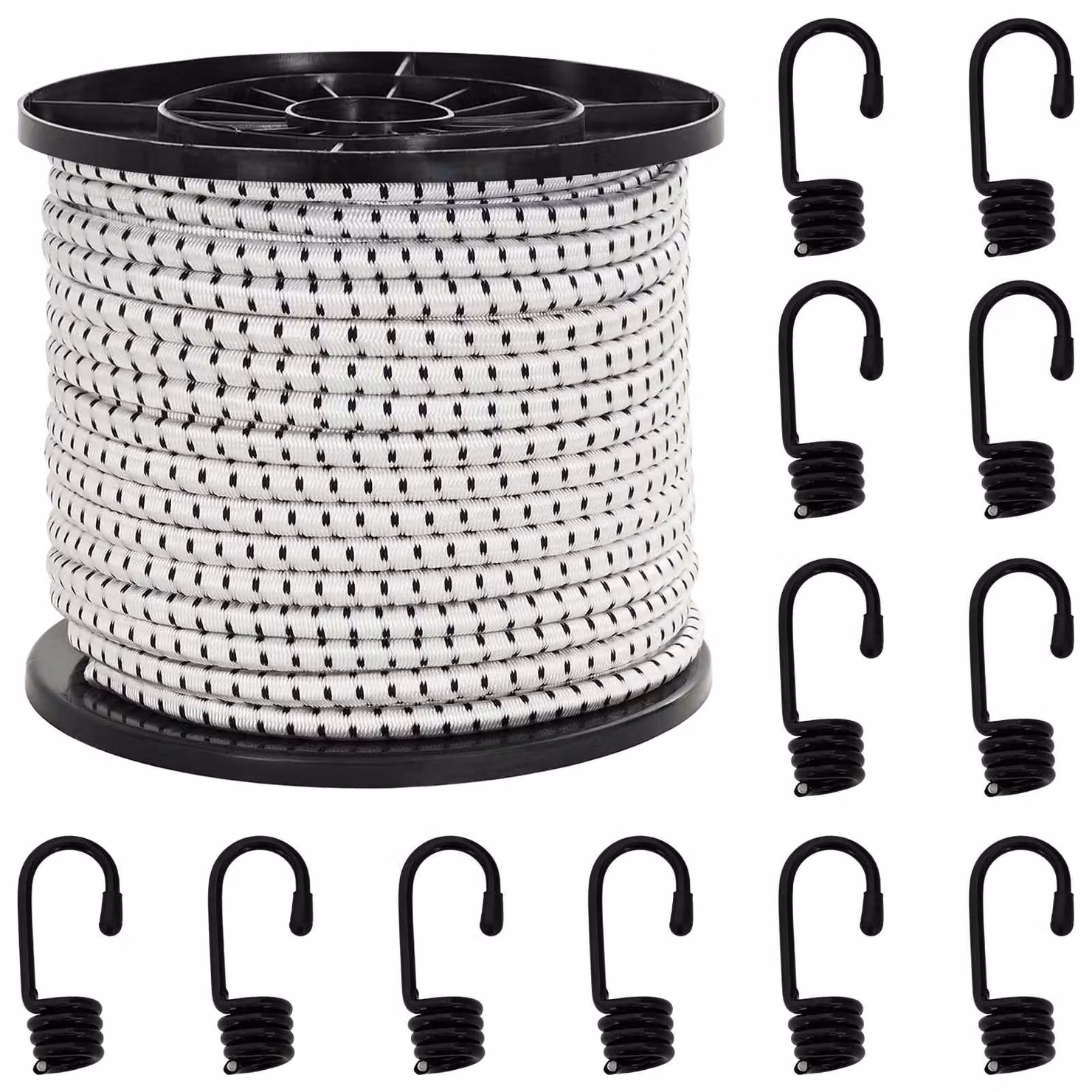 Corde Bungee con Ganci vidaXL in PP e gomma, Nero e Bianco, 8 mm