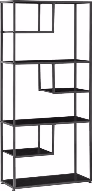 Libreria Mobile HOMCOM a 7 Livelli in Stile Industriale in Acciaio e Truciolato, Nero, L 83 cm x P 34 cm x H 180 cm