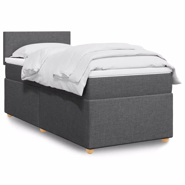 vidaXL Letto Ibrido con Giroletto a Molle e Materasso in Tessuto Grigio e Bianco, L/P/H: 90 x 200 cm