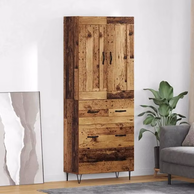 Credenza moderna vidaXL in legno e metallo color marrone L: 69,5 cm, P: 34 cm, H: 180 cm – 1