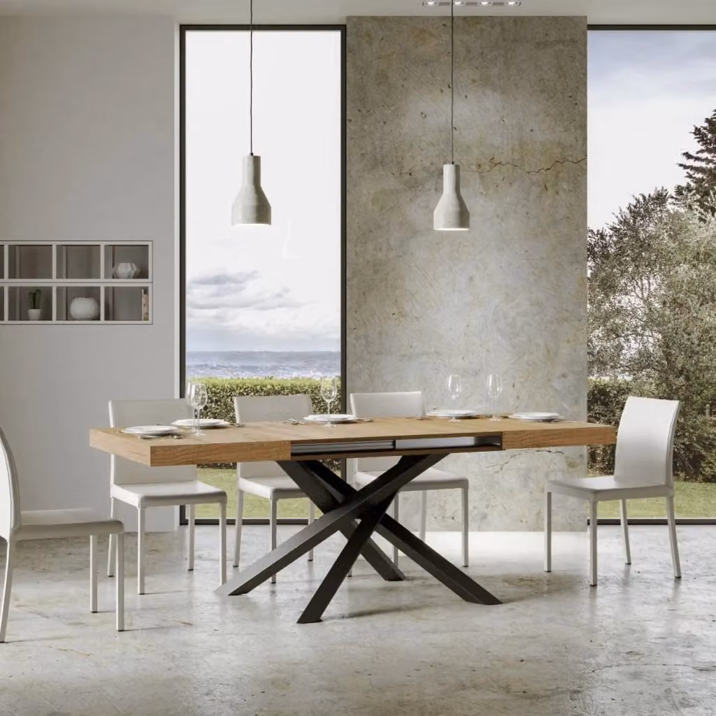 Tavolo allungabile moderno Bs Com in rovere e metallo antracite L/P/H: 180/284 x 90 x 77 cm – 2