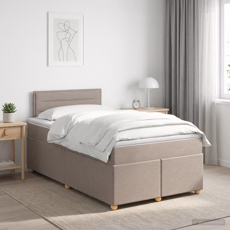 vidaXL Letto box spring con materasso Tortora 120 x 200 cm Tessuto
