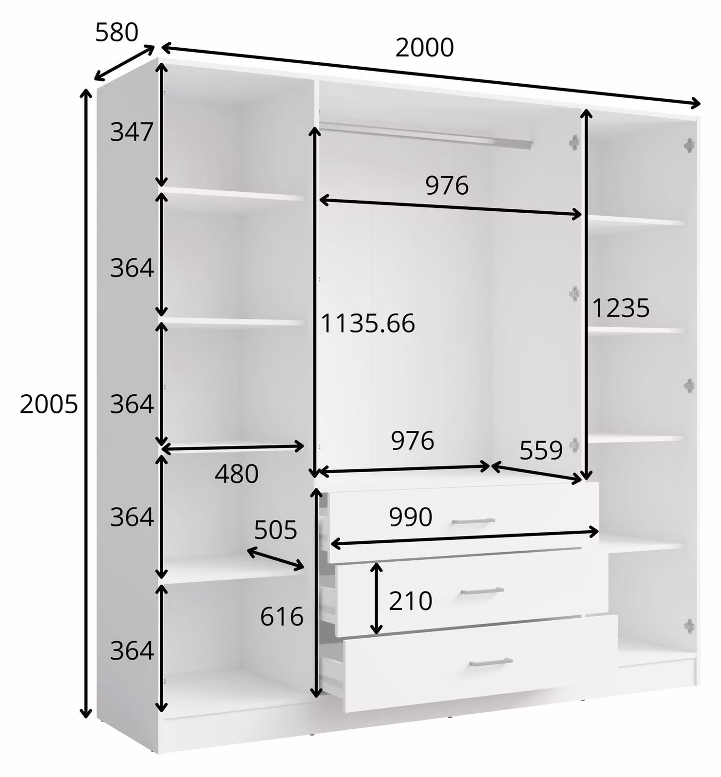 raumhirsch ARMADIO "Wüstensand", dimensioni 200/200,5/58