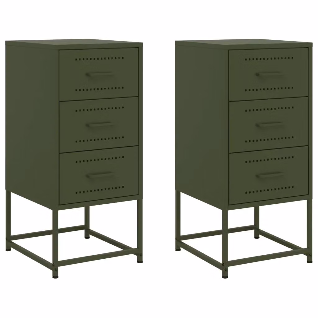 Set di 2 comodini vidaXL in metallo verde oliva stile industrial da appendere al muro L/P/H: 36 x 39 x 78 cm – 2