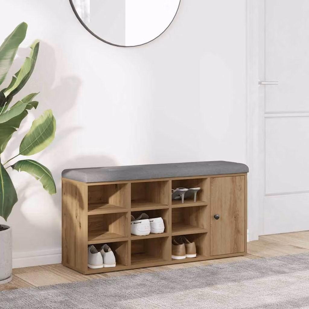 vidaXL Panca Porta Scarpe Moderna in Rovere, L: 102 cm, P: 32 cm, H: 50 cm
