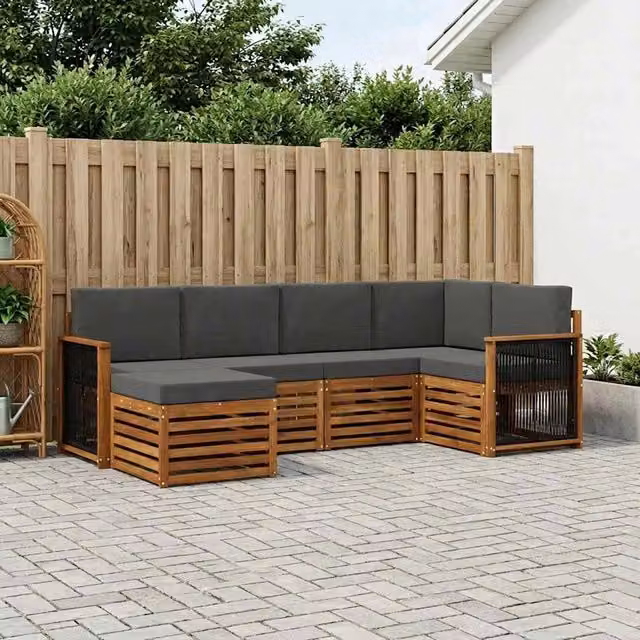 Set di divani da esterno 5 pz Naturale e Antracite 3384563