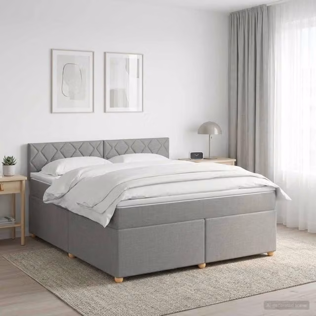 Letto box spring con materasso ibrido vidaXL Grigio e Bianco L/P: 140 x 190 cm