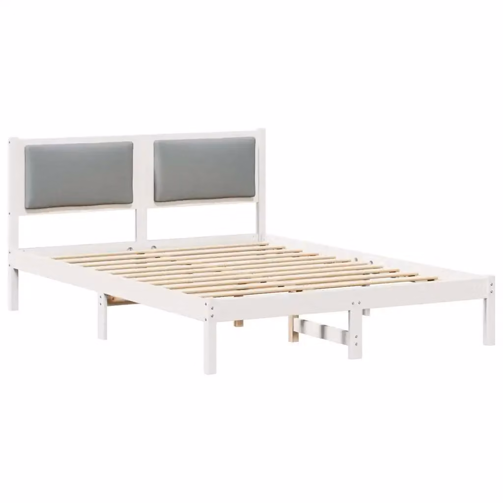 Struttura del letto vidaXL in pino massello grigio 140 x 190 cm – 2