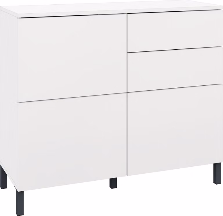 Comò "Haama" a 3 ante, bianco opaco