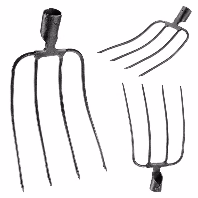 KADAX forcone da pietra senza manico, forcone da patata in acciaio, forcone da rapa, forcone a filo, forcone da patata, forcone da vanga, forcone da letame, forcone da scavo (nero a 4 rebbi)